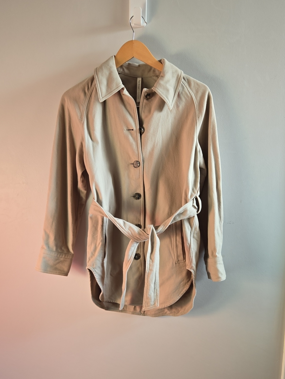 Babaton Aritzia 100% Cotton Lightweight Beige Coat Jacket Size XS